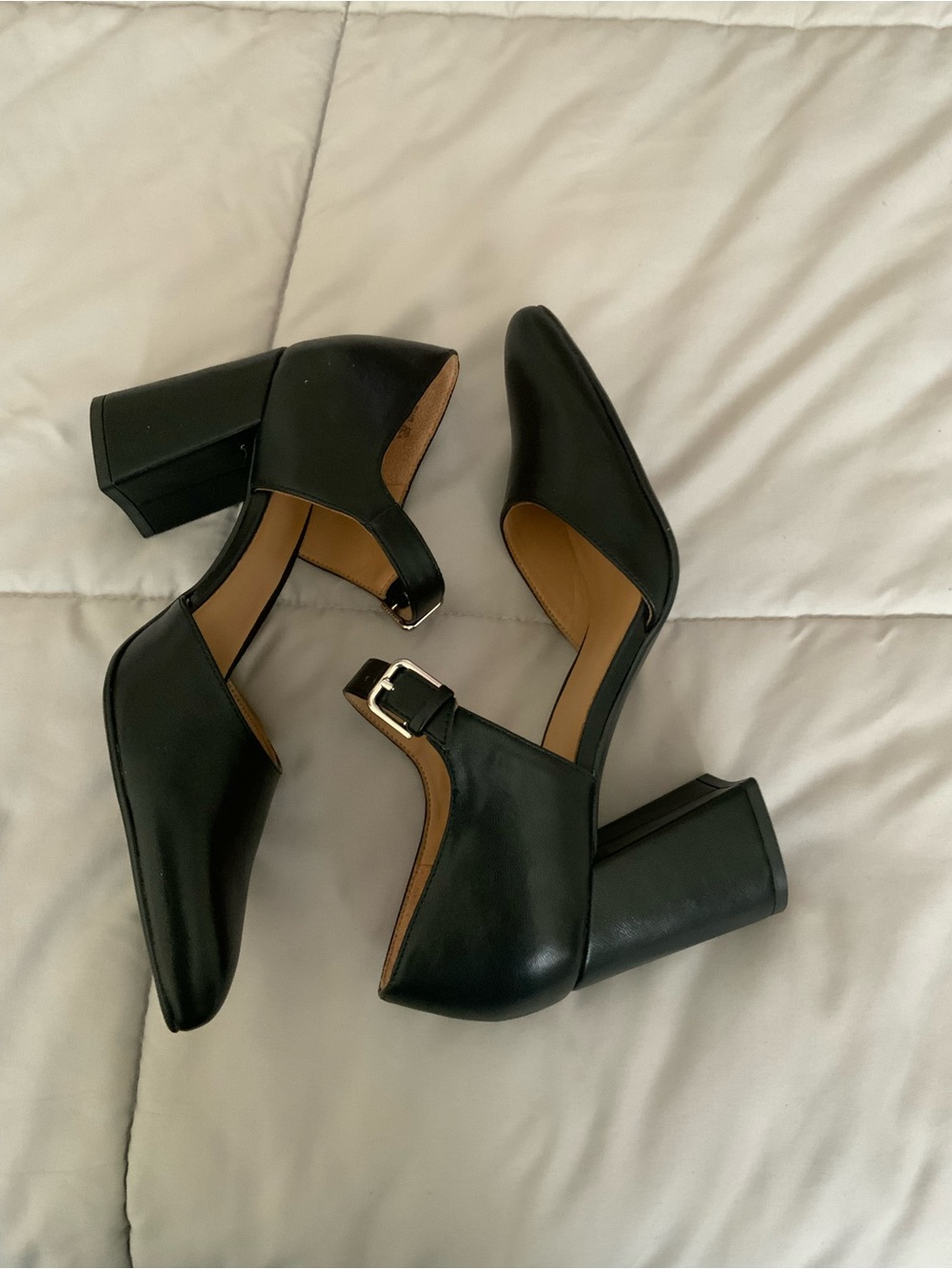 Naturalizer Black Pointed Mary Jane Heels with Ankle Strap - Picture 5 of 9